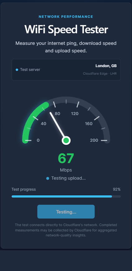 WiFi Speed testing